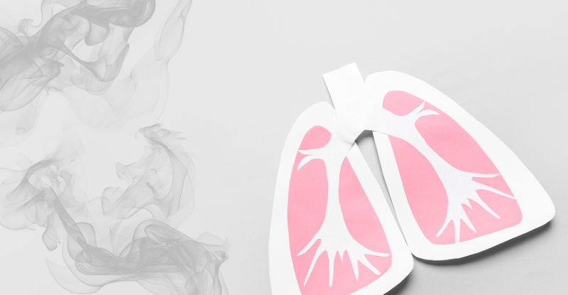 An image showing a pair of lungs with smoke/radon gas floating onto the picture.