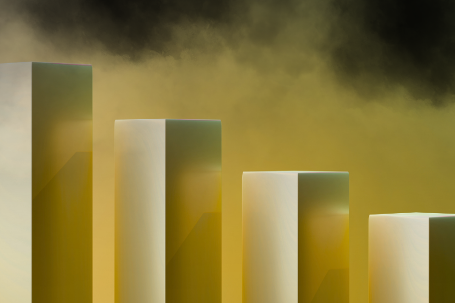 A bar graph with a smoke overlay showing decreasing levels.